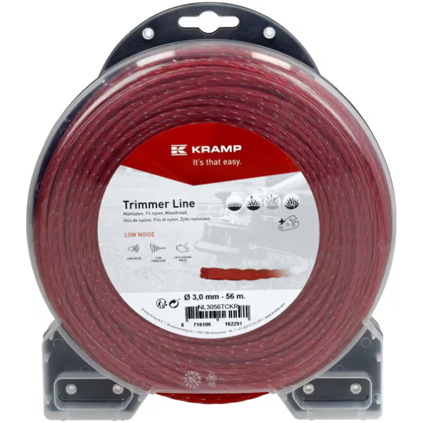 Fio de nylon / roçadoras  Ø 3mm 56m,quadrado vermelho