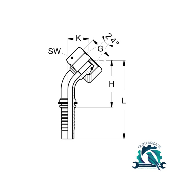 Terminal DKOL 45° 10 M16X1,5 DN 10 para Tubo Hidraulico - QuintaRepair