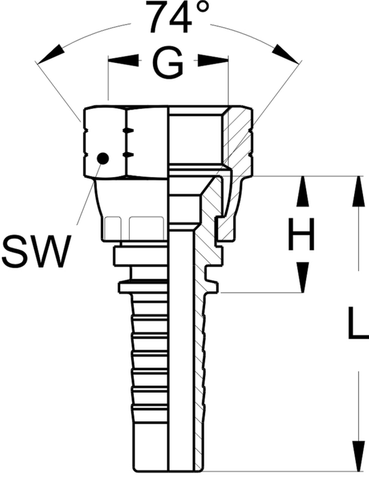 Terminal (JIC) DKJ  7/8-14 DN 20  para tubo hidraulico